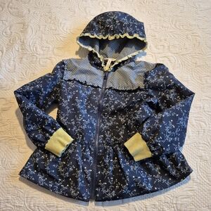 Matilda Jane girls 10 Wildflower Bouquet Jacket Navy blue gingham floral coat